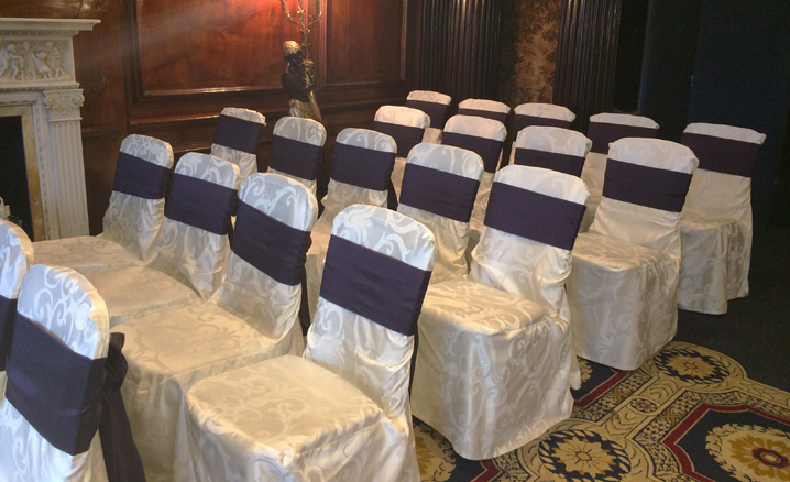 Wedding chair covers for hire - damask