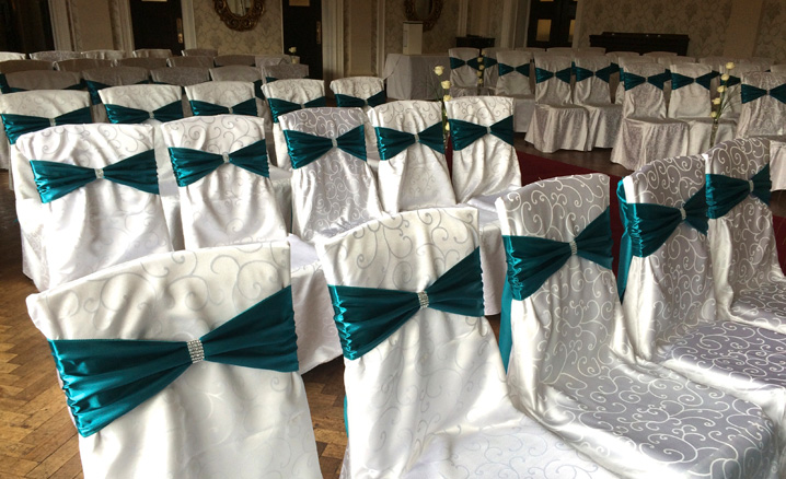 Wedding chair covers for hire - swirl